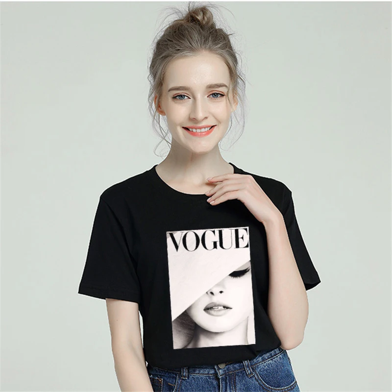 Harajuku эстетика Vogue Дамы лицо хлопковая Футболка для женщин 2019 Femme Modis плюс размер