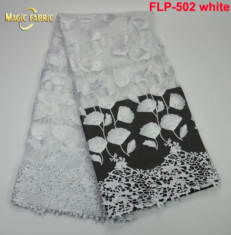 

Hot selling High quality French tulle Lace Fabric with stones Guipure Lace Fabric With beads For Dress Sewing FLP-502