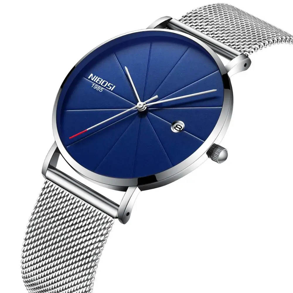 Silver Blue M NIBOSI наручные часы Relogio Feminino, женские часы из розового золота, роскошная одежда, кварцевые часы для женщин, женские часы от известного бренда класса люкс - Цвет: Silver Blue M