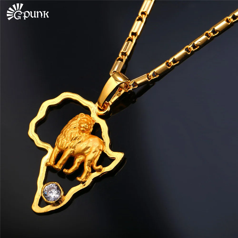

Africa Jewelry Necklaces & Pendants Animal Elephant African Map Zirconia Gold Filled Pendant With Chain / color P1946G