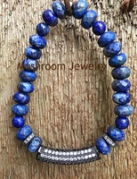 boho chic zircon bracelet natural stone braclet blue lapis natural stone bracelet beads for bracelets