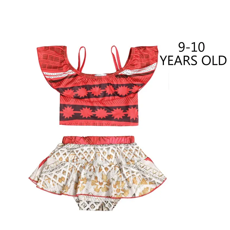 9 to 10T Size MUABABY купальное платье для маленьких девочек с изображением Моаны Детская летняя пляжная одежда для купания детский купальный костюм из 2 предметов купальное платье для девочек бикини - Цвет: 9 to 10T Size