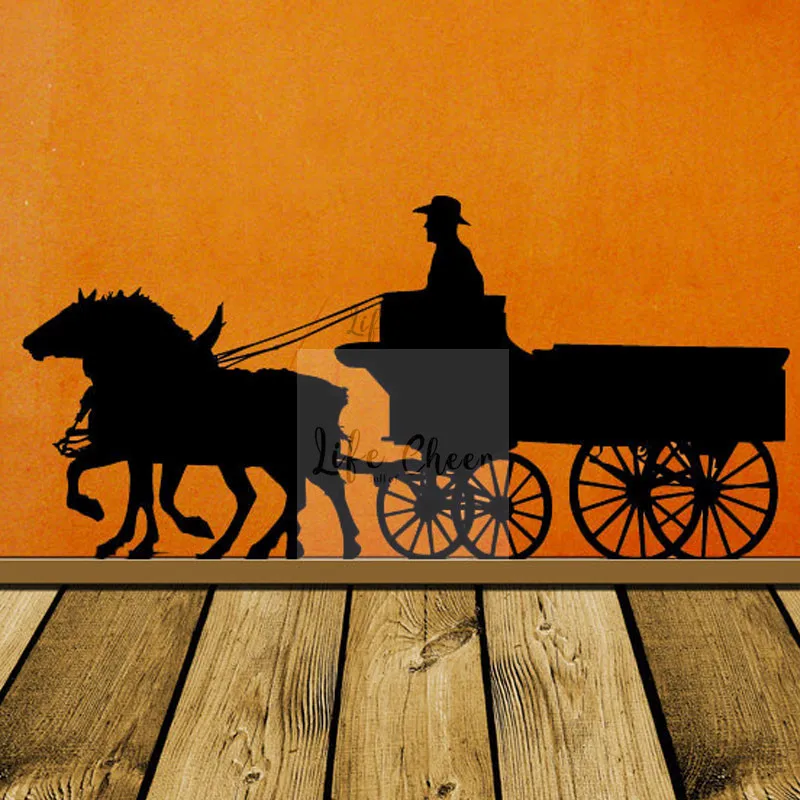 

Виниловый настенный постер с изображением лошади райдера, транспортировка, человек, настенная наклейка, знак кареты, настенная виниловая н...