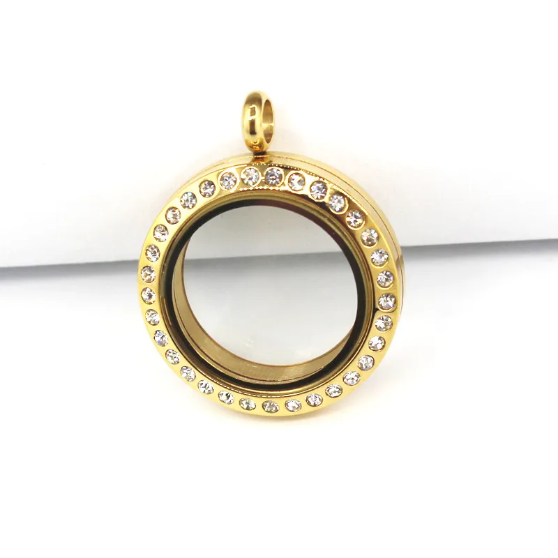 5 шт./лот 25 мм круглый плавающий медальон из нержавеющей стали ожерелье Золото с