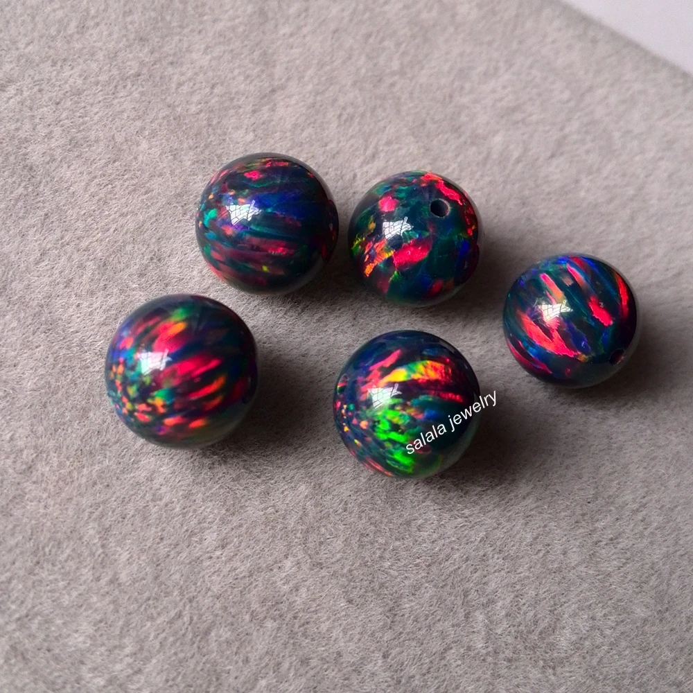 30 шт./лот OP33 черные опаловые 8 мм круглые бусины с полным просверленным