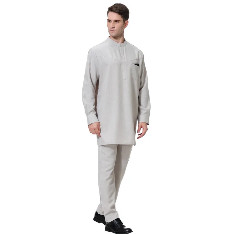 Jubba Thobe для мужчин кафтан мусульманские Брюки костюм мусульманская одежда s Agal