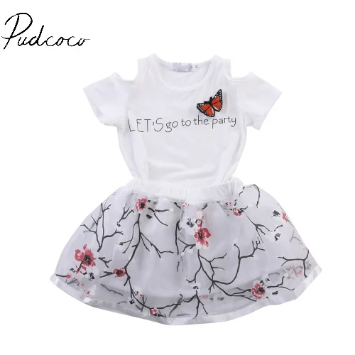 Pudcoco/комплект из 2 предметов летняя футболка принцессы с короткими рукавами и