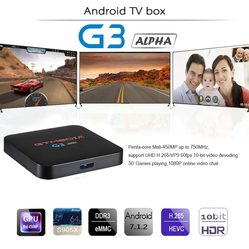 GTMEDIA G3 Смарт ТВ приставка Android 7 1 2 Гб оперативной памяти 16 встроенной медиа плеер 4K