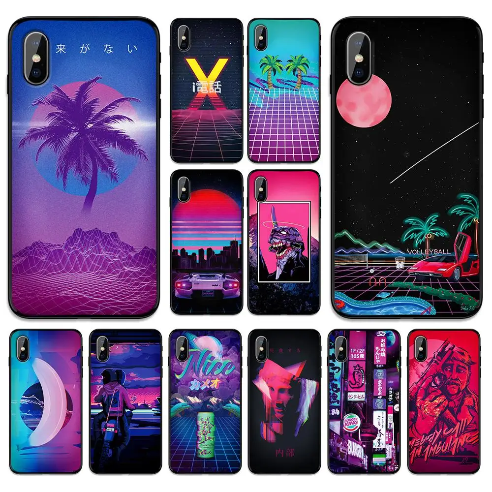 Vaporwave Мягкий ТПУ чехол для Apple iPhone 6 6S 7 8 Plus 5 5S SE X XS MAX XR силиконовый s|Чехлы-накладки|