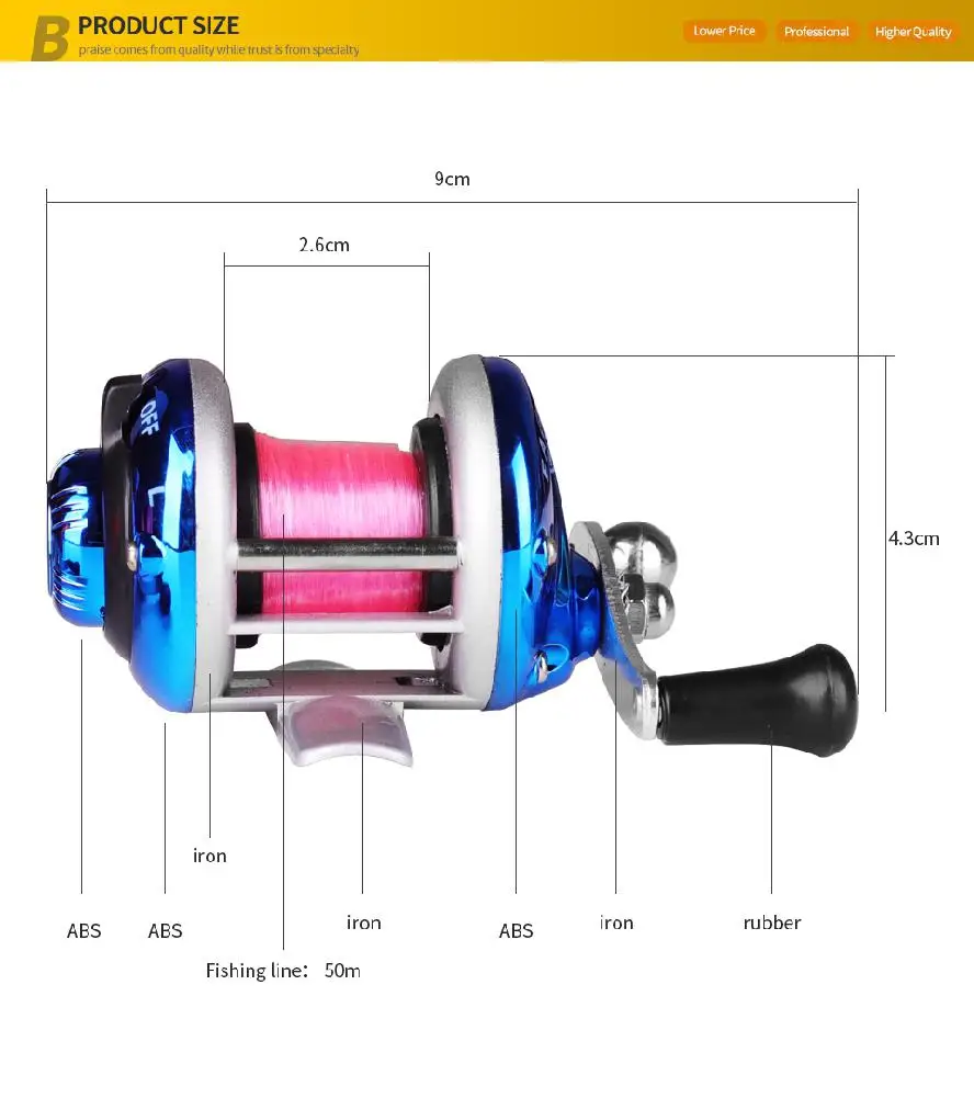 Металлическая Рыболовная катушка Dragonpad мини металлическая для приманки