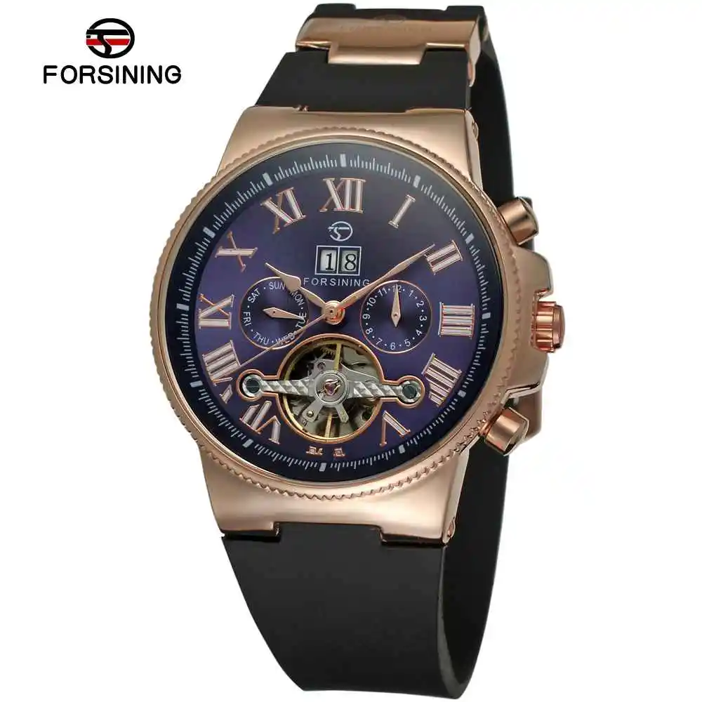 F005601 Forsining Tourbillon Для мужчин S Часы Армия Спорт часы Мужской Топ бренд класса люкс Скелет Часы автоматические механические Для мужчин часы подарок 056 - Цвет: F005601