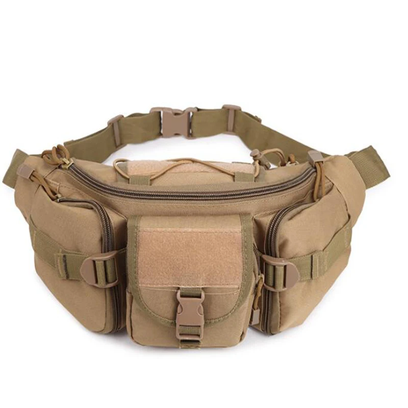Tan Военная сумка на плечо Molle, нагрудная сумка, камуфляжная тактическая поясная сумка для улицы, охоты, пешего туризма, альпинизма, поясная сумка - Цвет: Tan