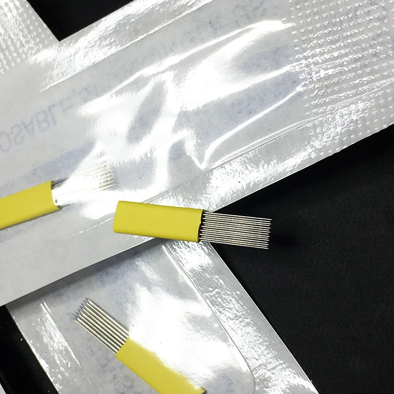 Doule Line 15 Pin плоские ручные иглы для тумана бровей перманентного макияжа ручная