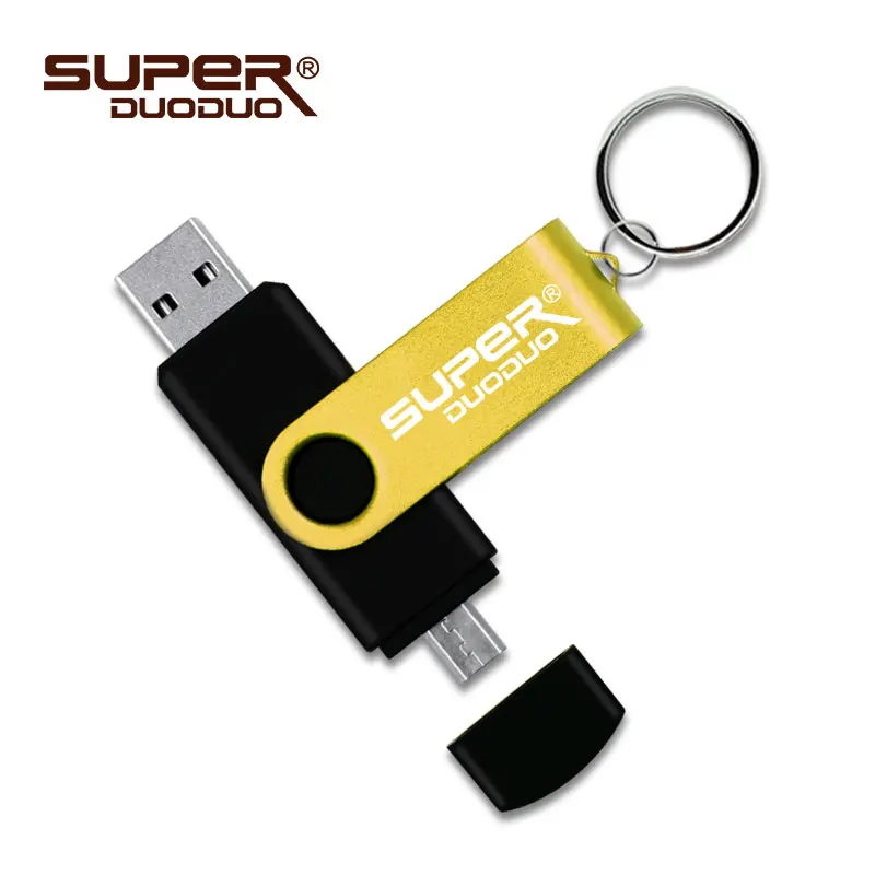 yellow С брелками USB флеш-накопитель OTG ручка-накопитель 64 ГБ 32 ГБ 16 ГБ 8 ГБ 4 ГБ внешний накопитель Micro USB флеш-накопитель 128 ГБ usb - Цвет: yellow