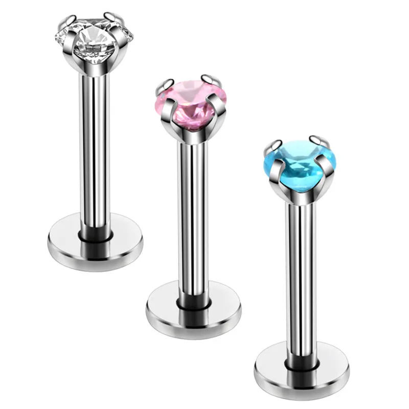 1 шт. кольцо для губ Labret циркониевое с внутренней резьбой зубчатый камень Монро