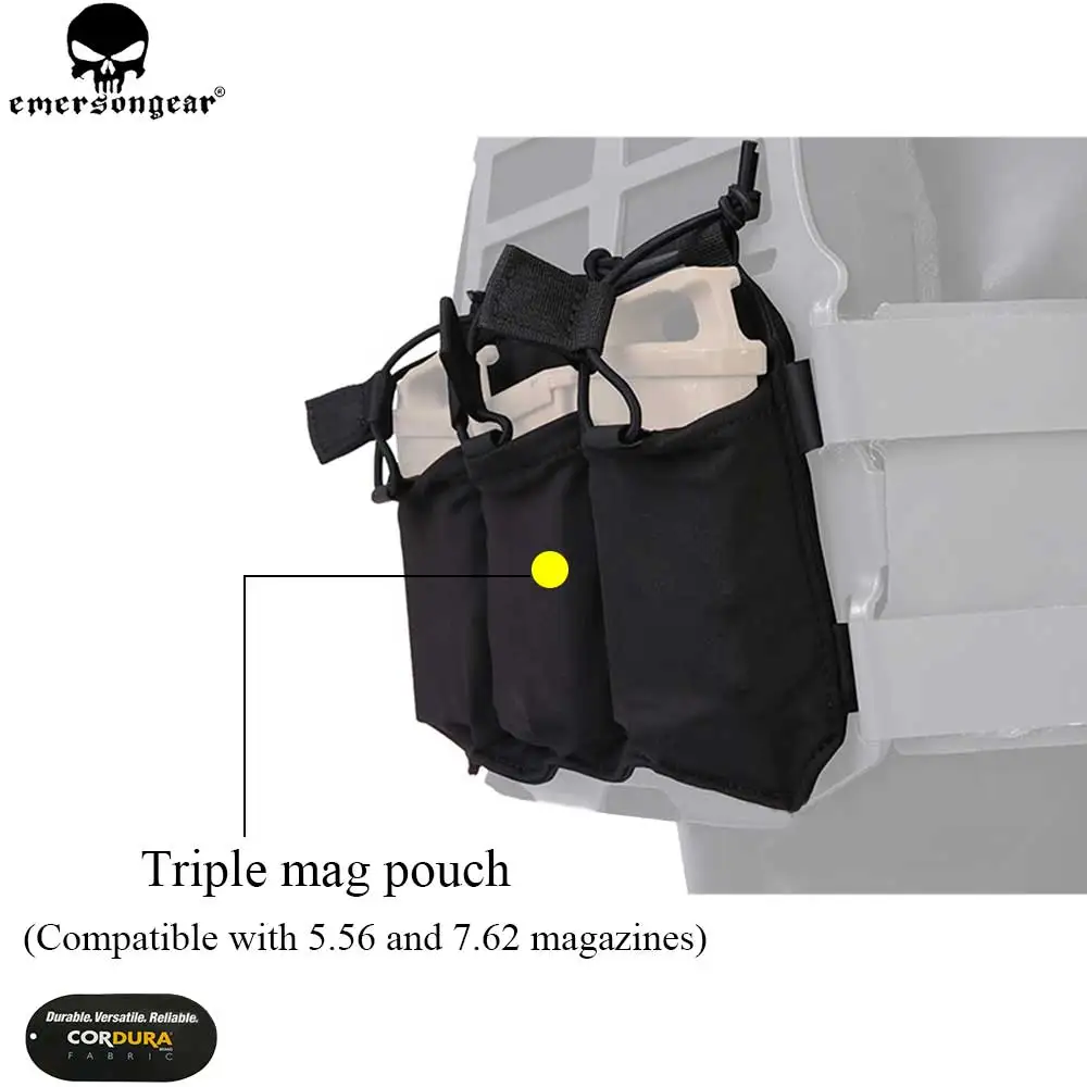 Сумка для магазина EMERSON Triple SS Vest 5 56/7 62 сумка Emersongear Tacrical Mag Pouch Multicam Black EM6402| |