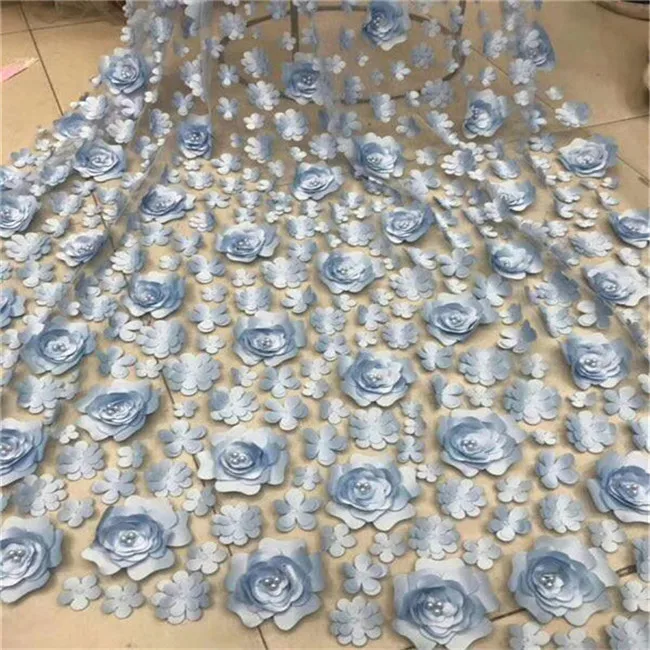 2018 Африканский кружевной ткани белое свадебное Высокое качество тюль 5 ярдов 3 D