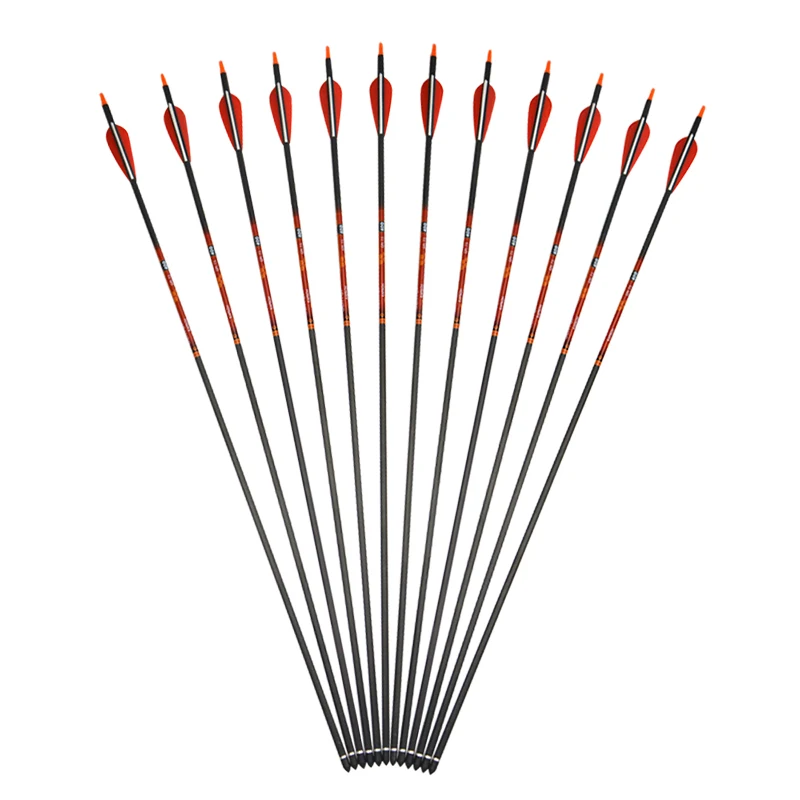 Online 6/12 Stücke Bogenschießen Reinem Kohlenstoff Pfeil Carbon Faser Wirbelsäule 400 ID6.2mm GPI7.5 Pfeil Verbindung/Recurve Bogen Outdoor Schießen Zubehör