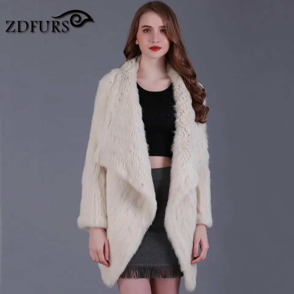 ZDFURS * Подлинная вязаный мех кролика шуба из меха Модная женская вязанная шапка