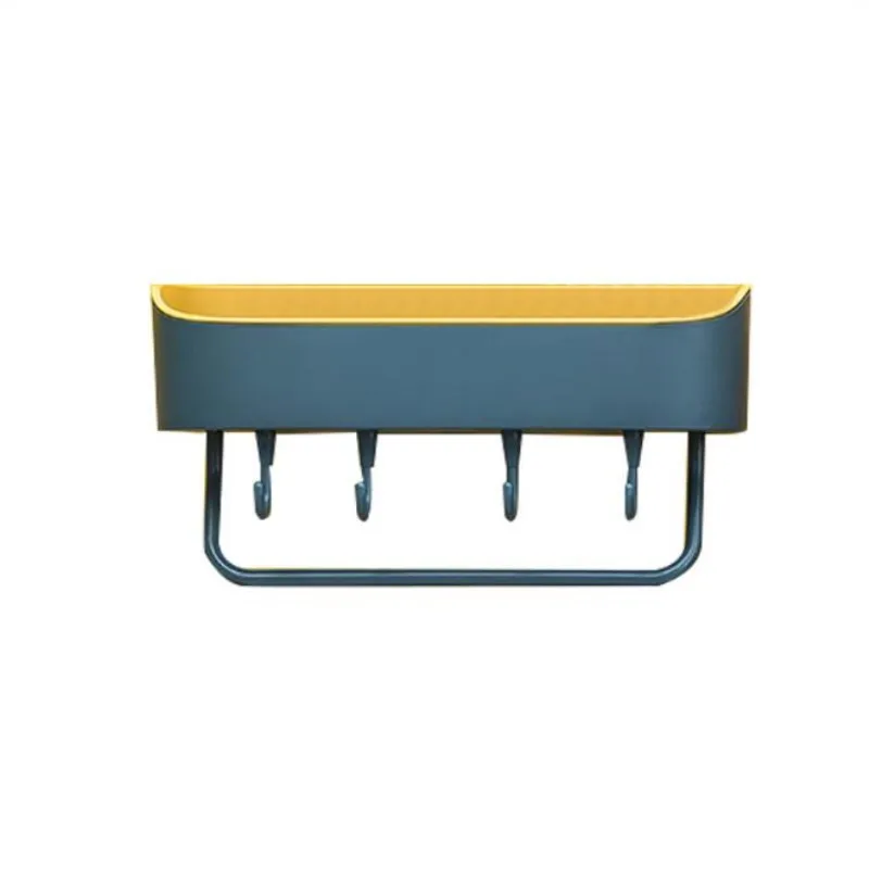 

Wall-mounted Bathroom Shelf With Hooks Shampoo Organizer Toilet Bath Shower Shelves Towel Holder Nail Free Kitchen Storage Rack