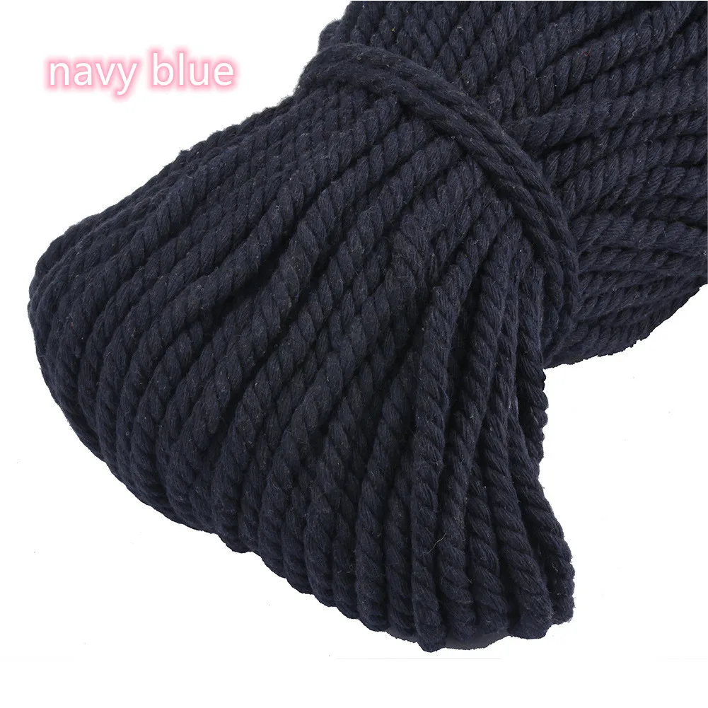 Navy blue 5 мм x 100 м несколько цветов хлопок три витой веревочный шнур шпагат ремесло хлопковые Шнуры Красочные шнуры для ручной работы декоративные - Цвет: Navy blue
