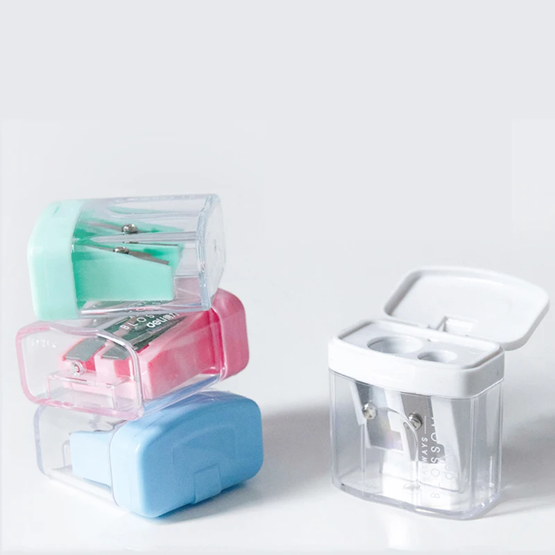 Deli 0576 Double Holes Plastic Pencil Sharpeners Candy Color Transparent Standard Cutting Machine | Канцтовары для офиса и