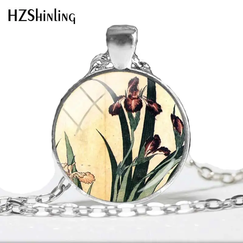 2018 NEW The Great Wave Necklace Japanese Artist Painting Pendant Handmade Jewelry Round Glass Cabochon Necklaces HZ1 | Украшения и