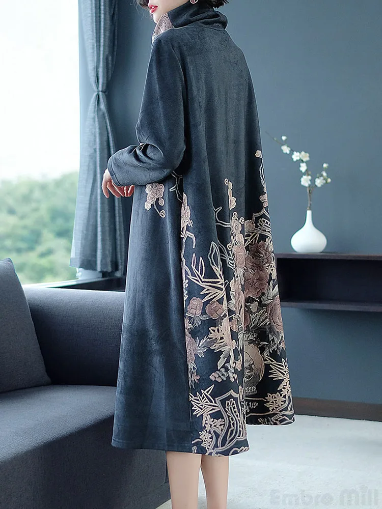 Embro Mill Женский Тренч в винтажном стиле с королевским принтом замшевая ткань