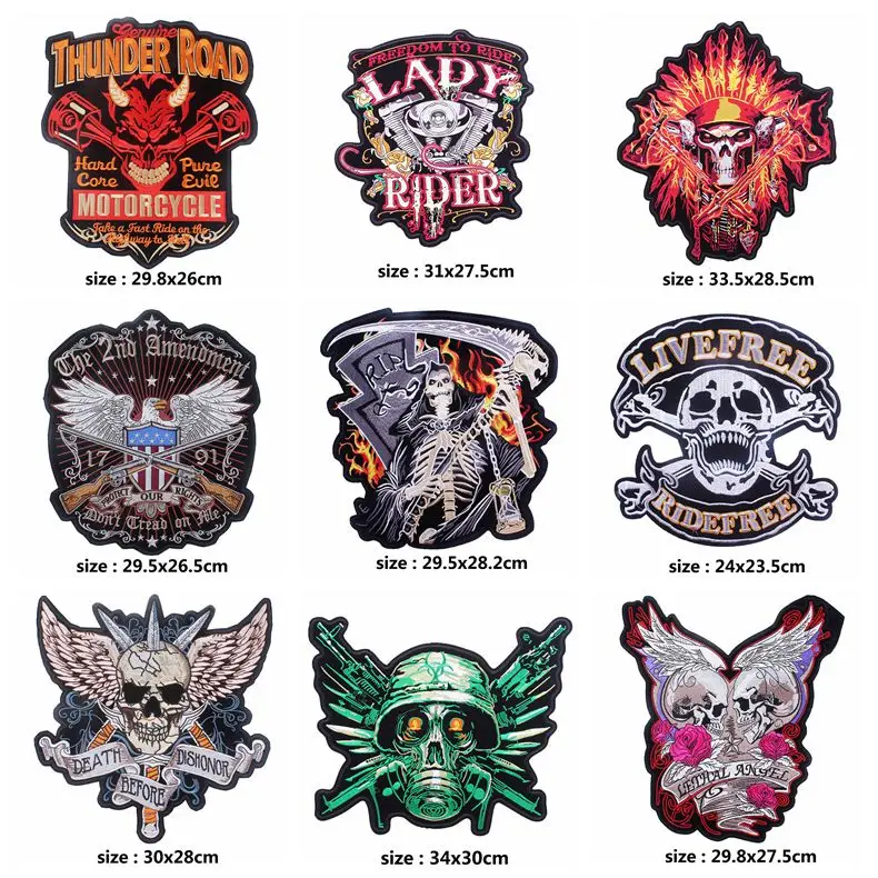 

Pulaqi Motorcycle Stickers Embroidery Patch Stripes On The Jacket Stripe On The Back Punk Skull Biker Patches Eagle Wholesale H