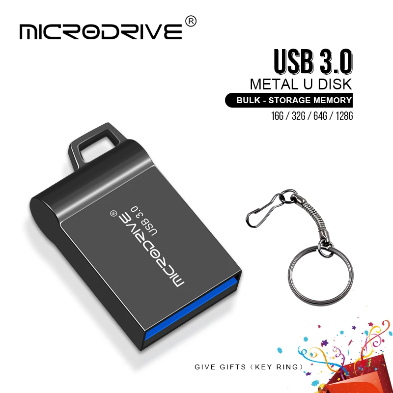 USB 3,0 Металлический флеш-накопитель 16 ГБ 32 ГБ 64 Гб 128 ГБ Флешка с брелок для ключей USB карта памяти флеш-накопитель диск высокоскоростной USB3.0