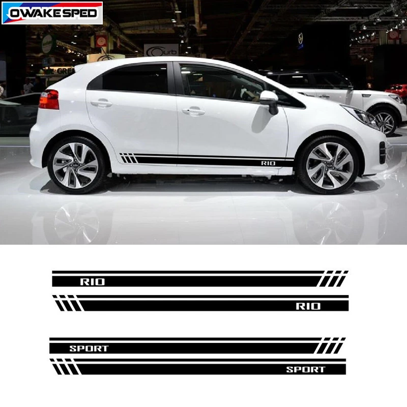 Наклейки в полоску для KIA RIO водонепроницаемые наклейки на боковые юбки и двери