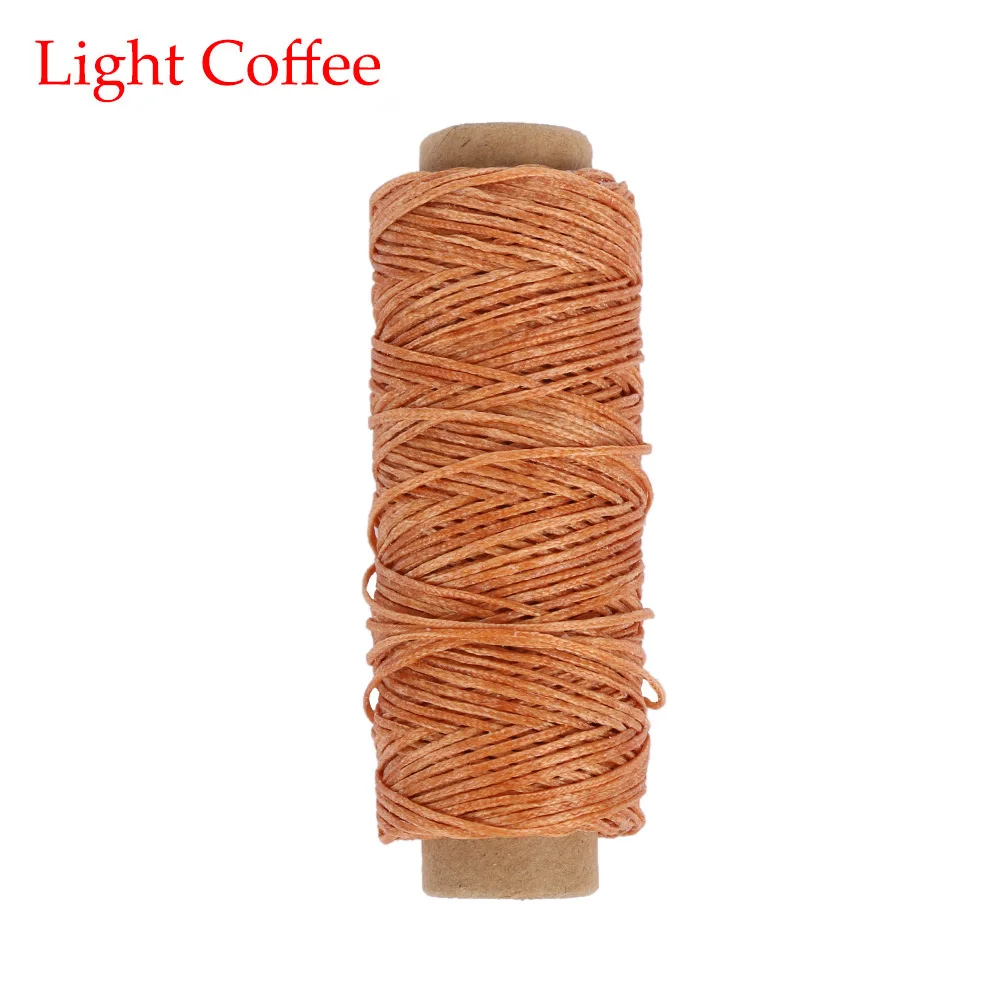 light coffee 50 метров/рулон прочный 1 мм 150D кожаный вощеный шнур для DIY инструмент для рукоделия ручная строчка плоская Вощеная швейная линия - Цвет: light coffee
