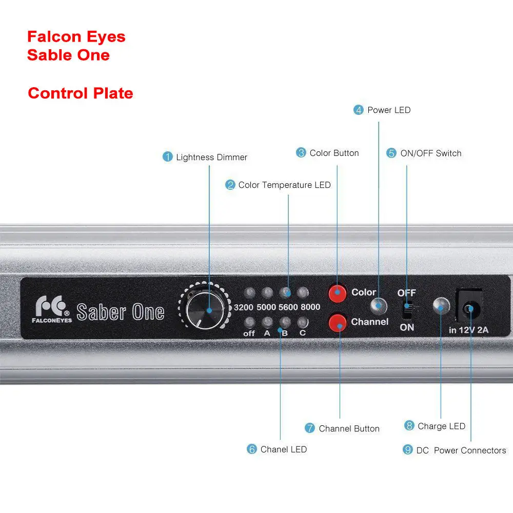Falcon Eyes Saber One LED светильник 22W High CRI 4 цветовых температуры с регулируемой мощностью
