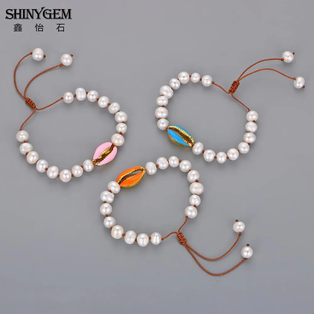 ShinyGem искусственный Seashell браслет с подвесками Ручная работа в богемном стиле