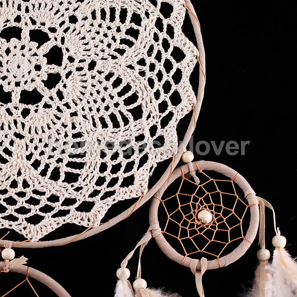 Indian Style Retro Big Dream Catcher Wind Chimes Craft with Five Rings &amp Feathers Pendant Holiday Ornaments Romantic Lovers Gift | Дом и
