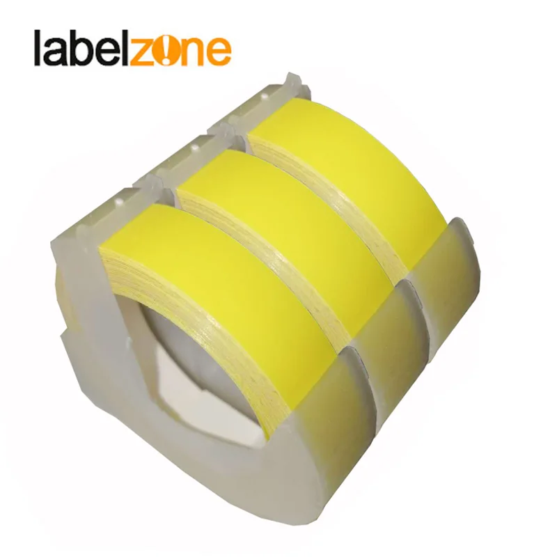 light yellow 20 цветов 3 рулона/лот 3D 9 мм ПВХ тиснение этикетки лента совместимый с dymo 1610 12965 ручной принтер этикеток для Motex E101 производитель этикеток - Цвет: light yellow