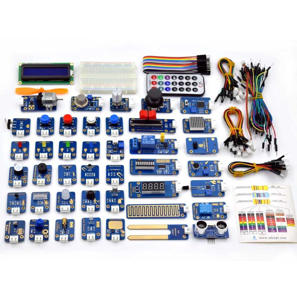 Модули датчиков Adeept Новинка 42 стартовый комплект Ultimate для Arduino UNO R3 обработка