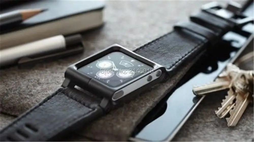 Скидка Сменный кожаный алюминиевый ремешок для часов, ремешок для IPod Nano 6-го коричневого цвета, наручные часы с постоянным сроком службы