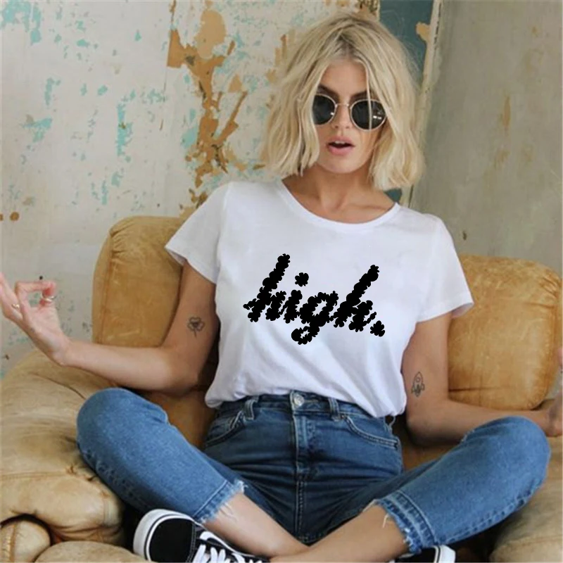 Женская футболка с принтом в стиле Харадзюку Повседневная круглым вырезом панк |