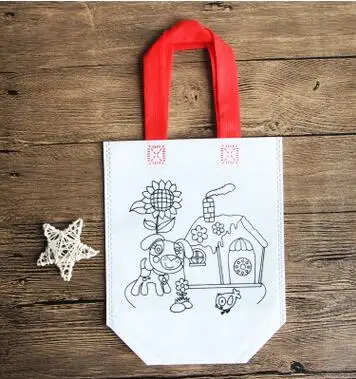 Новые 3 шт. DIY сумочки для граффити дети ткань картины сумки с картинкой раскраски Рисование игрушки ребенок детский сад развивающие ремесло - Цвет: 6