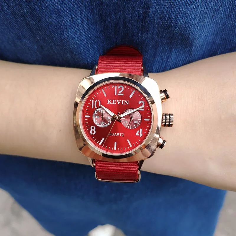 Nylon Red Женские часы с магнитным миланским сетчатым ремешком, часы из розового золота, квадратные часы для женщин, женские модные нейлоновые наручные часы, Montre Femme - Цвет: Nylon Red