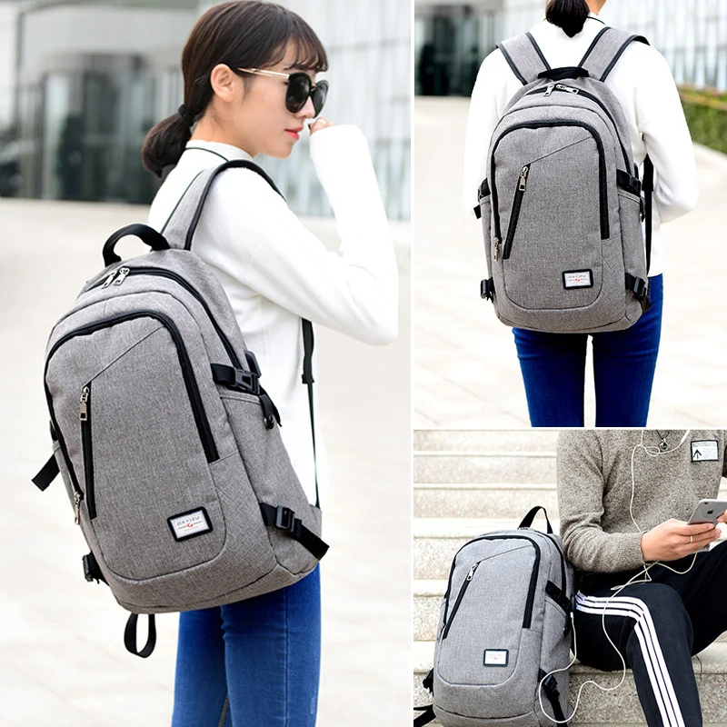 Модные популярные многофункциональные мужские рюкзаки с USB зарядкой для 15