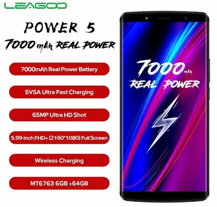 5 99 дюймов LEAGOO POWER MT6763 четыре ядра 7000 мАч беспроводное зарядное устройство