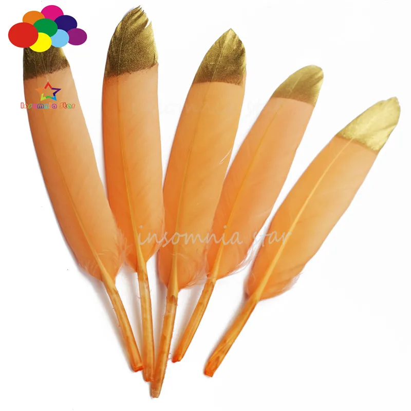 

Окрашенная голова апельсина и золота, 100% натуральное гусиное перо, 10-100 шт., 6-8 дюймов/15-20 см, маска для карнавального костюма «сделай сам», гол...