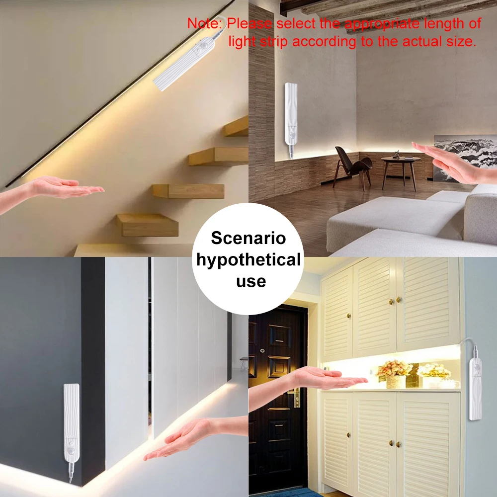 Motion Sensor Led Strip Light DC 5V Flexible Tape Strips Battery Power PIR Night for Stair Closet Bed Cabinet | Лампы и освещение