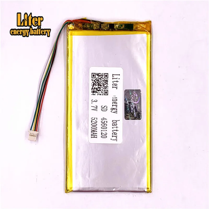 1.0MM 5pin connector 3.7v 4560120 lithium polymer battery with pcm backup 5200mah tablet pc battery