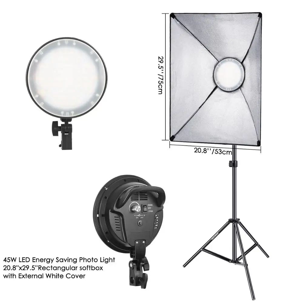 Neewer фотографии Би цвет Dimmable Softbox Комплект Освещения: 20x27 cm Studio софтбокс 45 W