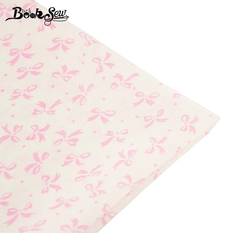 Booksew 100% хлопчатобумажная простая ткань с розовым бантом дизайнерская для