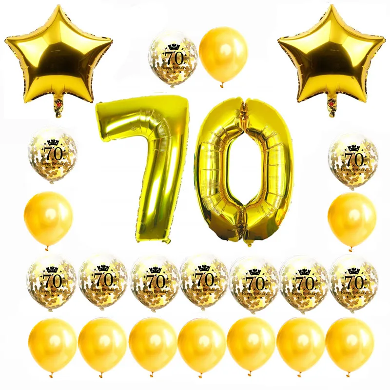 24pcs ZLJQ золото 18/21st/30/40/50/60th баннер «С Днем Рождения» латекс конфетти воздушные шары День рождения украшения товары для взрослых 8 - Цвет: 24pcs