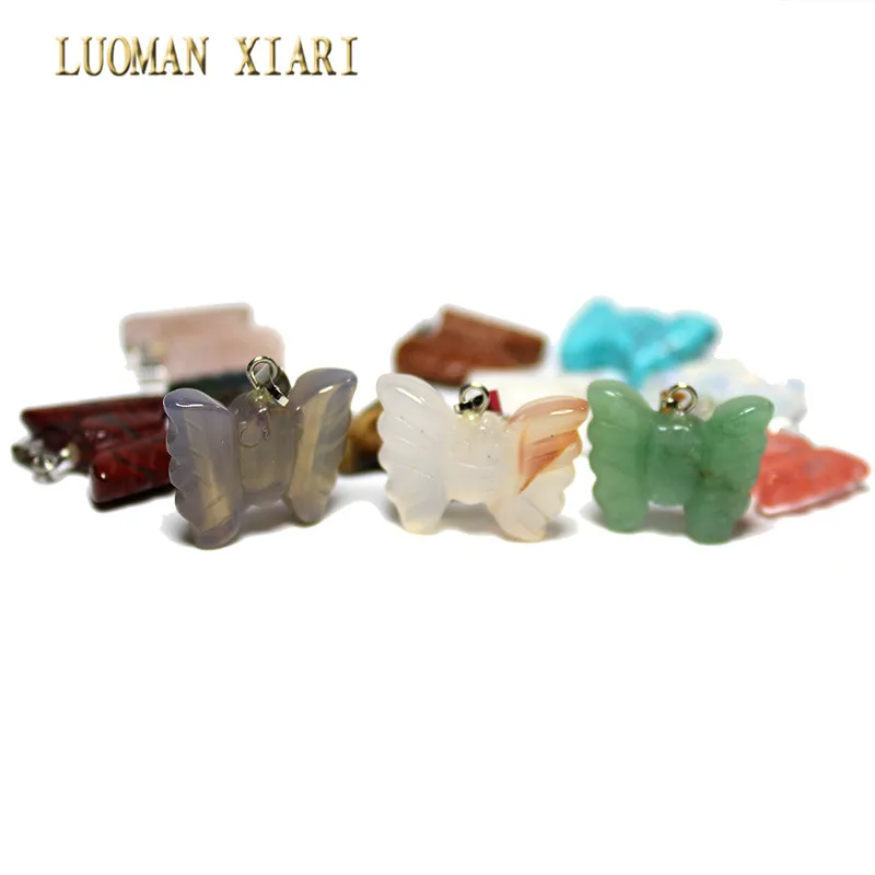 Подвески в форме бабочки из натурального камня смешанные цвета для